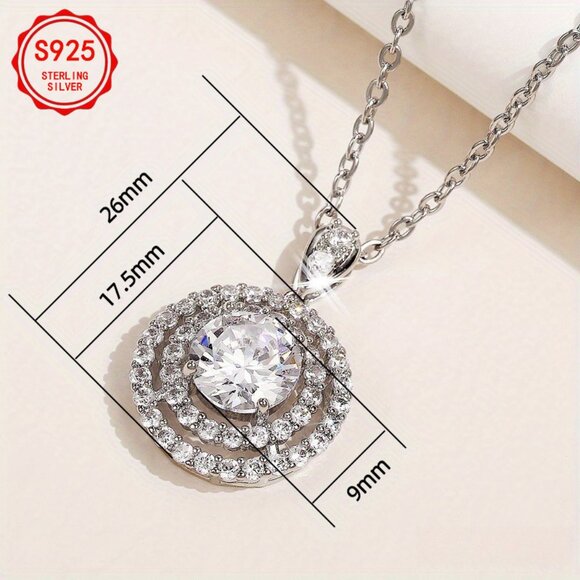 EJG-5 Carat Moissanite Round Pendant Necklace - 925 Sterling Silver - Picture 7 of 7
